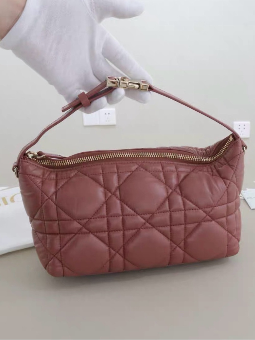 Dior Quilted Shoulder Bag in Dusty Rose